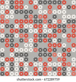 Seamless geometric pattern with colored elements, vector abstract background