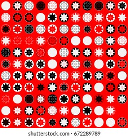 Seamless geometric pattern with colored elements, vector abstract background