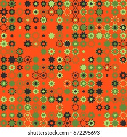 Seamless geometric pattern with colored elements, vector abstract background