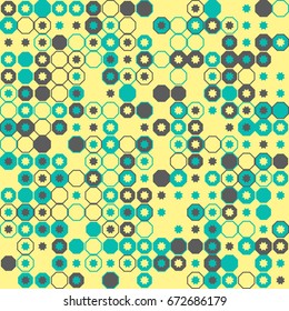 Seamless geometric pattern with colored elements, vector abstract background