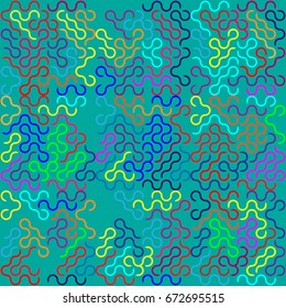 Seamless geometric pattern with colored elements, vector abstract background
