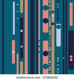 Seamless geometric pattern with colored elements, vector abstract background