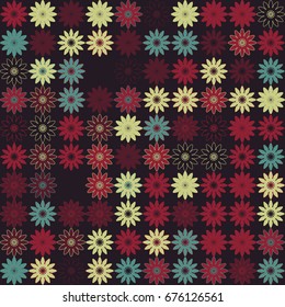 Seamless geometric pattern with colored elements, vector abstract background