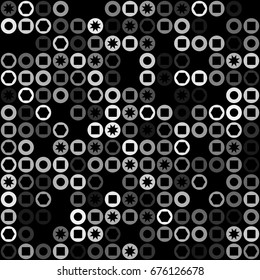 Seamless geometric pattern with colored elements, vector abstract background