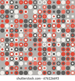 Seamless geometric pattern with colored elements, vector abstract background