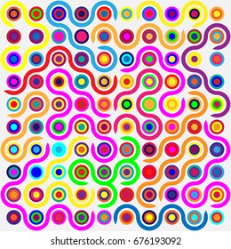 Seamless geometric pattern with colored elements, vector abstract background