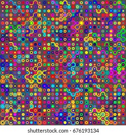 Seamless geometric pattern with colored elements, vector abstract background