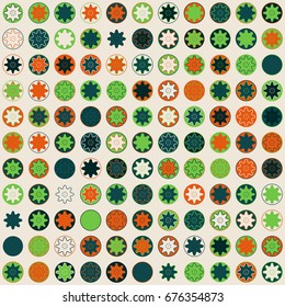 Seamless geometric pattern with colored elements, vector abstract background