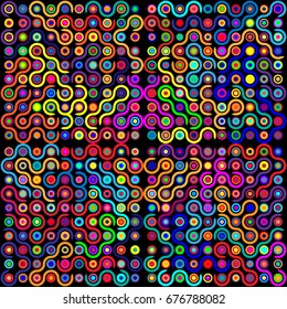 Seamless geometric pattern with colored elements, vector abstract background