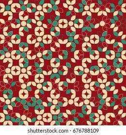 Seamless geometric pattern with colored elements, vector abstract background