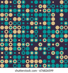 Seamless geometric pattern with colored elements, vector abstract background
