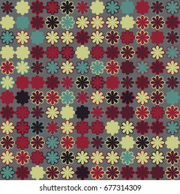 Seamless geometric pattern with colored elements, vector abstract background