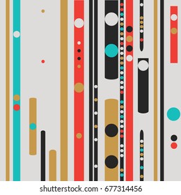 Seamless geometric pattern with colored elements, vector abstract background