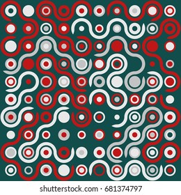 Seamless geometric pattern with colored elements, vector abstract background