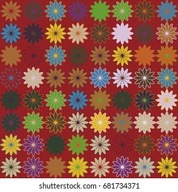 Seamless geometric pattern with colored elements, vector abstract background