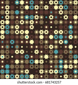 Seamless geometric pattern with colored elements, vector abstract background