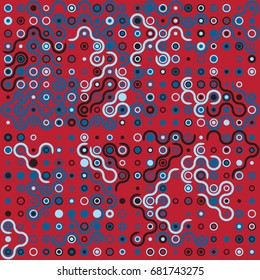 Seamless geometric pattern with colored elements, vector abstract background