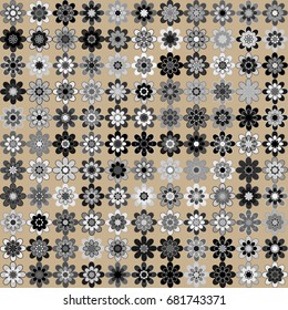 Seamless geometric pattern with colored elements, vector abstract background