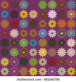 Seamless geometric pattern with colored elements, vector abstract background