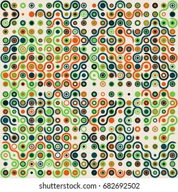 Seamless geometric pattern with colored elements, vector abstract background