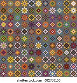 Seamless geometric pattern with colored elements, vector abstract background