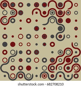 Seamless geometric pattern with colored elements, vector abstract background