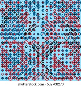 Seamless geometric pattern with colored elements, vector abstract background