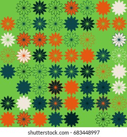 Seamless geometric pattern with colored elements, vector abstract background