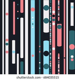 Seamless geometric pattern with colored elements, vector abstract background