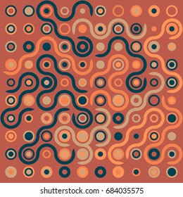 Seamless geometric pattern with colored elements, vector abstract background