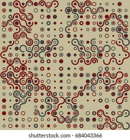 Seamless geometric pattern with colored elements, vector abstract background