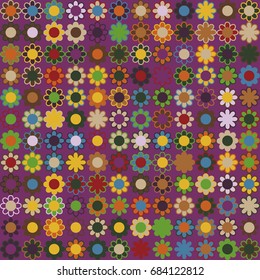 Seamless geometric pattern with colored elements, vector abstract background