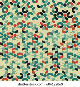 Seamless geometric pattern with colored elements, vector abstract background