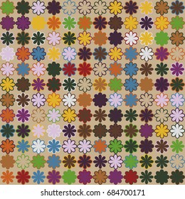 Seamless geometric pattern with colored elements, vector abstract background