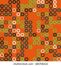Seamless geometric pattern with colored elements, vector abstract background