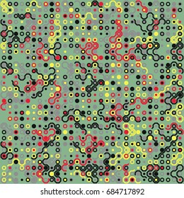 Seamless geometric pattern with colored elements, vector abstract background