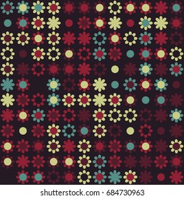 Seamless geometric pattern with colored elements, vector abstract background