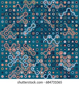 Seamless geometric pattern with colored elements, vector abstract background