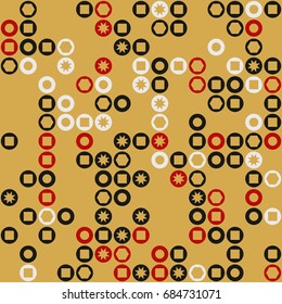 Seamless geometric pattern with colored elements, vector abstract background