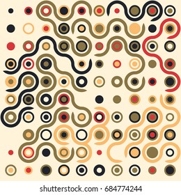 Seamless geometric pattern with colored elements, vector abstract background