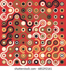 Seamless geometric pattern with colored elements, vector abstract background