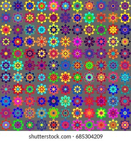 Seamless geometric pattern with colored elements, vector abstract background