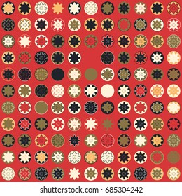 Seamless geometric pattern with colored elements, vector abstract background