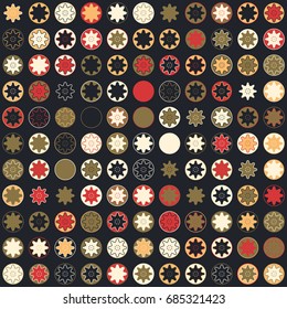 Seamless geometric pattern with colored elements, vector abstract background