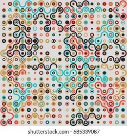 Seamless geometric pattern with colored elements, vector abstract background