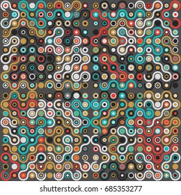 Seamless geometric pattern with colored elements, vector abstract background