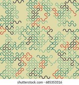 Seamless geometric pattern with colored elements, vector abstract background