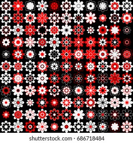 Seamless geometric pattern with colored elements, vector abstract background
