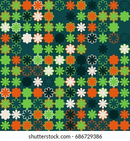 Seamless geometric pattern with colored elements, vector abstract background