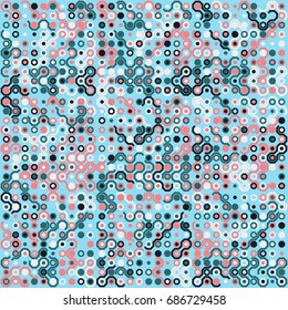 Seamless geometric pattern with colored elements, vector abstract background